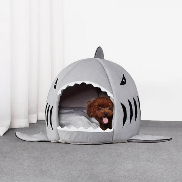 Shark Pet House Cave Bed for Small Medium Dog Cat with Removable Cushion 